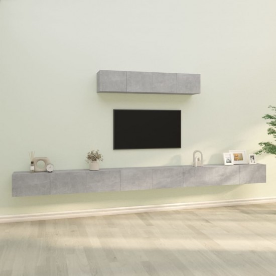 TV spintelių komplektas, 6 dalių, betono pilkas, mediena