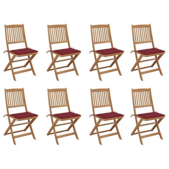 Sulankstomos lauko kėdės su pagalvėlėmis, 8vnt., akacija