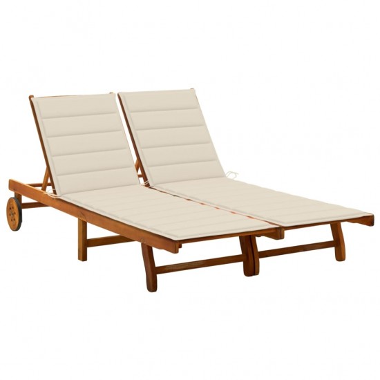 Dvivietis sodo saulės gultas su čiužiniu, akacijos medienos masyvas (311873+2x314205)