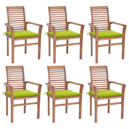 Valgomojo kėdės su žaliomis pagalvėlėmis, 6vnt., tikmedis