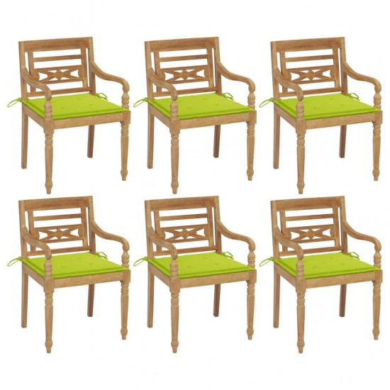 Batavia kėdės su pagalvėlėmis, 6vnt., tikmedžio masyvas