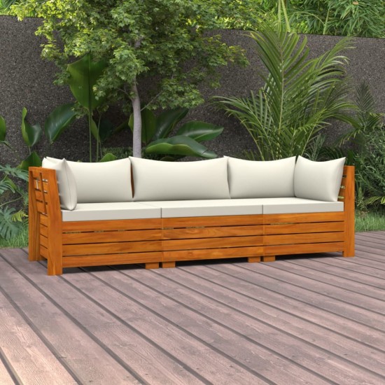 Trivietė sodo sofa su pagalvėlėmis, akacijos medienos masyvas