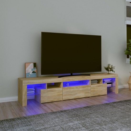 Televizoriaus spintelė su LED apšvietimu, ąžuolo, 200x36,5x40cm
