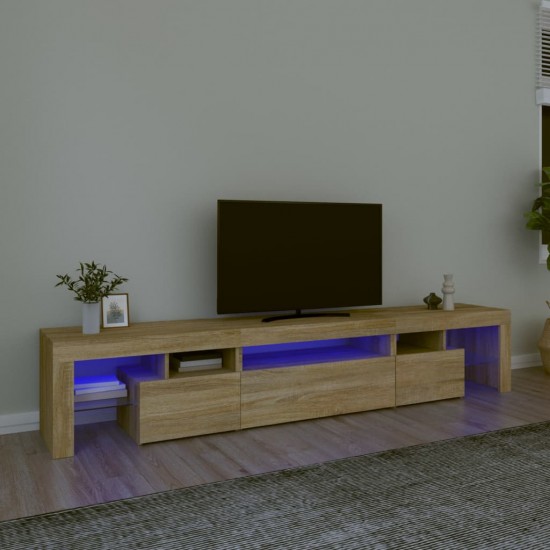 Televizoriaus spintelė su LED apšvietimu, ąžuolo, 215x36,5x40cm