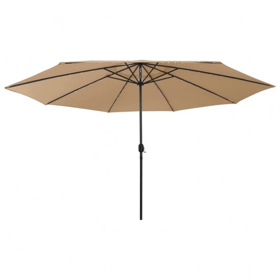 Lauko skėtis su LED ir metaliniu stulpu, taupe spalvos, 400cm