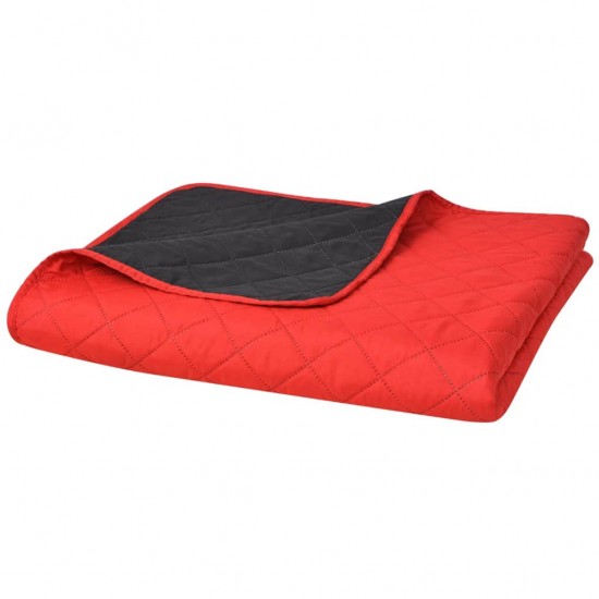 Dvipusė dygsniuota lovatiesė, raudona ir juoda, 170x210 cm