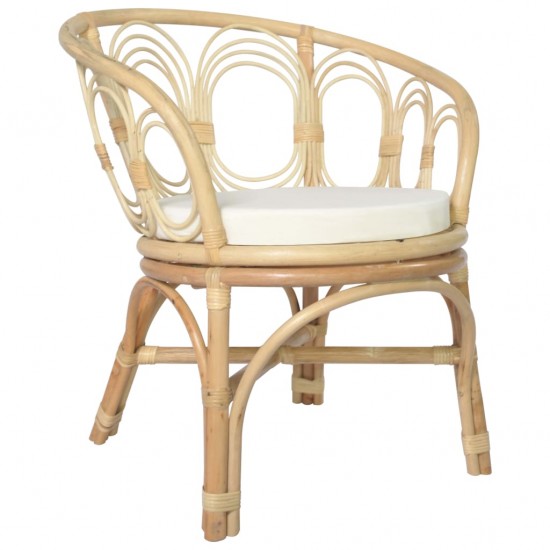 Valgomojo kėdė su pagalvėle, natūralus ratanas ir linas