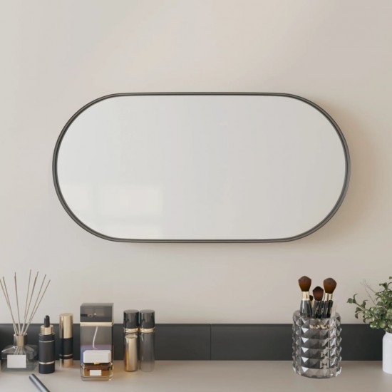 Prie sienos montuojamas veidrodis, juodas, 20x40cm, ovalus