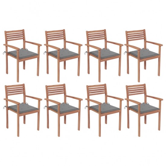 Sudedamos sodo kėdės su pagalvėlėmis, 8vnt., tikmedžio masyvas
