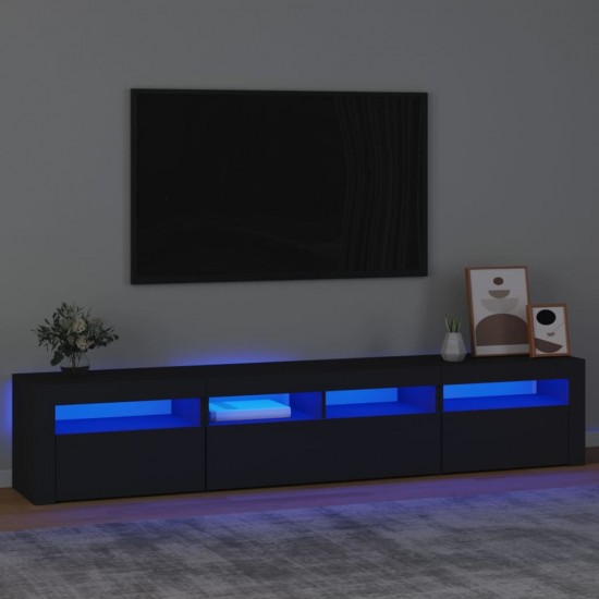 Televizoriaus spintelė su LED apšvietimu, juoda, 210x35x40cm