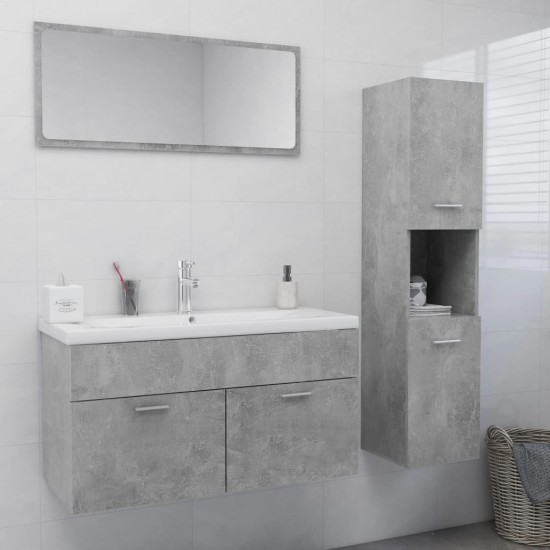 Vonios kambario baldų komplektas, betono pilkos spalvos, MDP