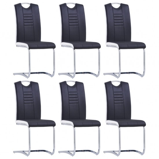 Valgomojo kėdės, 6 vnt., juodos, dirbtinė oda