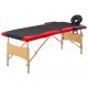 Sulankstomas masažo stalas, juodas ir raudonas, mediena, 2 zonų