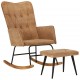 Supama kėdė su pakoja, rudos spalvos, drobė, vintažinė