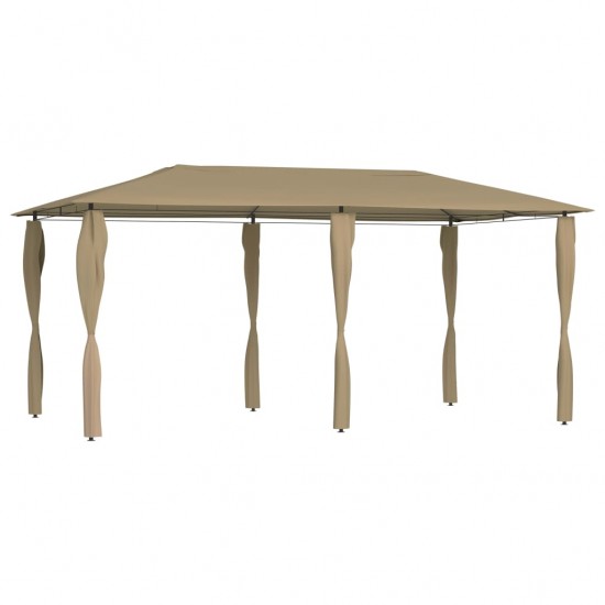 Pavėsinė su stulpų uždangalais, taupe, 3x6x2,6m, 160g/m²