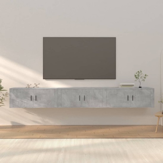 Sieninės TV spintelės, 3vnt., betono pilkos, 100x34,5x40cm