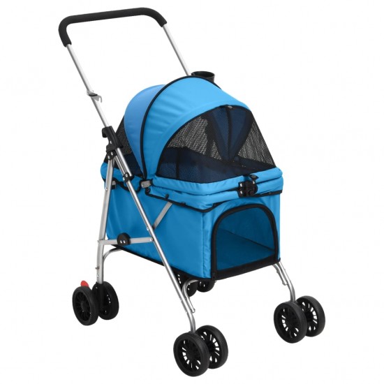 Sulankstomas vežimėlis šunims, mėlynas, 76x50x100cm, audinys