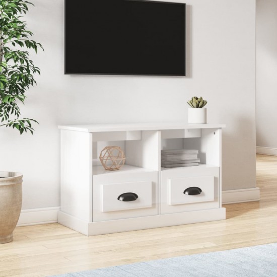 Televizoriaus spintelė, balta, 80x35x50cm, mediena, blizgi