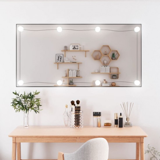 Sieninis veidrodis su LED lemputėmis, 50x100cm, stiklas