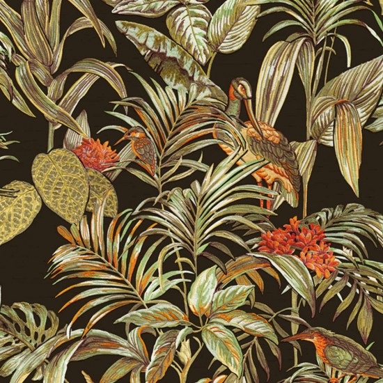 DUTCH WALLCOVERINGS Tapetai Bird-of-Paradise, juodos spalvos