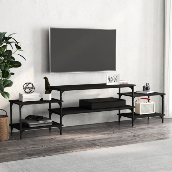 Televizoriaus spintelė, juodos spalvos, 197x35x52cm, mediena