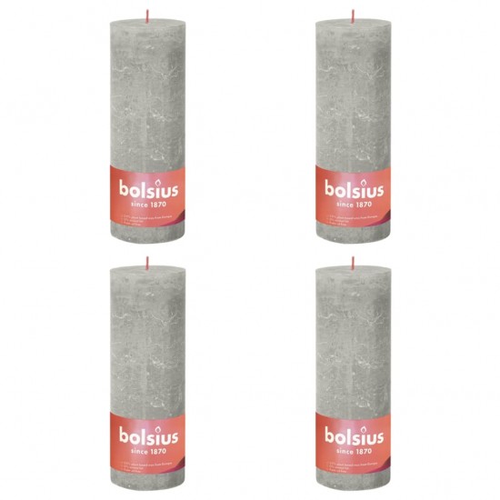 Bolsius Žvakės Shine, 4vnt., smėlio pilkos, 190x68mm, cilindro formos