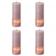 Bolsius Žvakės Shine, 4vnt., pelenų rožinės, 190x68mm, cilindro formos
