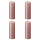Bolsius Žvakės Shimmer, 4vnt., rožinės, 190x68mm, cilindro formos