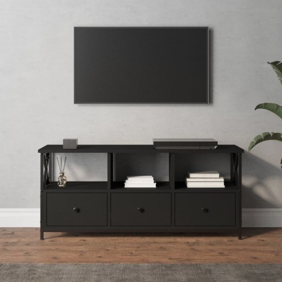 Televizoriaus spintelė, juoda, 102x33x45cm, mediena ir geležis