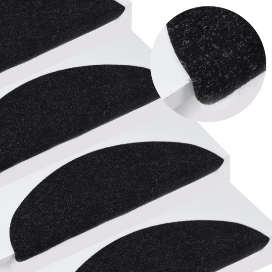 Lipnūs laiptų kilimėliai, 10vnt., juodi, 65x22,5x3,5cm