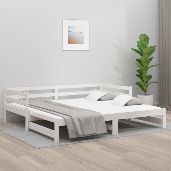 Ištraukiama lova, balta, 2x(90x190)cm, pušies medienos masyvas