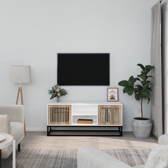Televizoriaus spintelė, balta, 105x30x45cm, mediena ir geležis