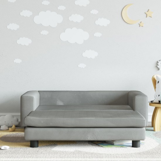 Vaikiška sofa su pakoja, šviesiai pilka, 100x50x30cm, aksomas