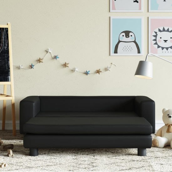 Vaikiška sofa su pakoja, juoda, 100x50x30cm, dirbtinė oda