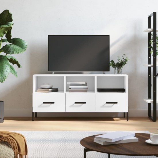 Televizoriaus spintelė, balta, 102x36x50cm, apdirbta mediena