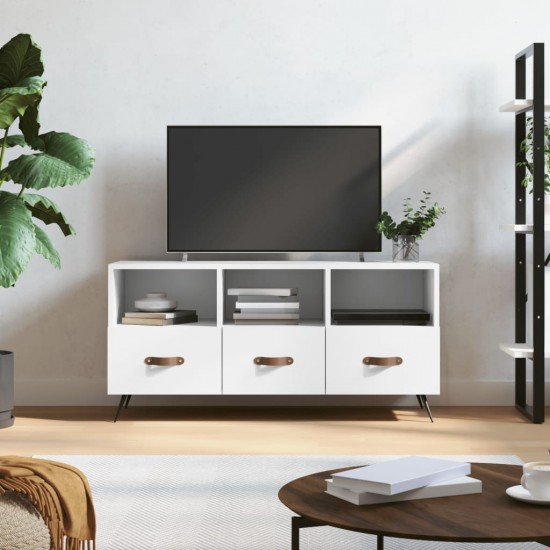 Televizoriaus spintelė, balta, 102x36x50cm, apdirbta mediena
