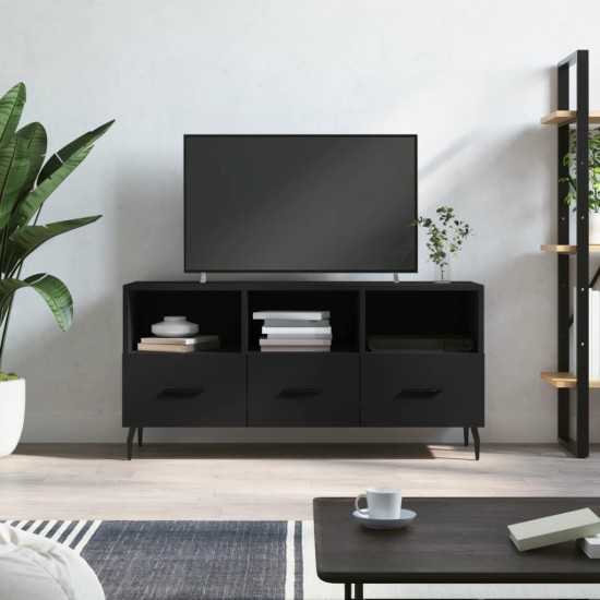 Televizoriaus spintelė, juoda, 102x36x50cm, apdirbta mediena