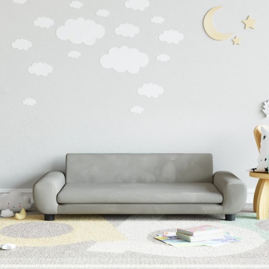 Vaikiška sofa, šviesiai pilkos spalvos, 100x54x33cm, aksomas