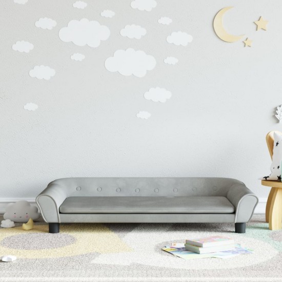 Vaikiška sofa, šviesiai pilkos spalvos, 100x50x26cm, aksomas