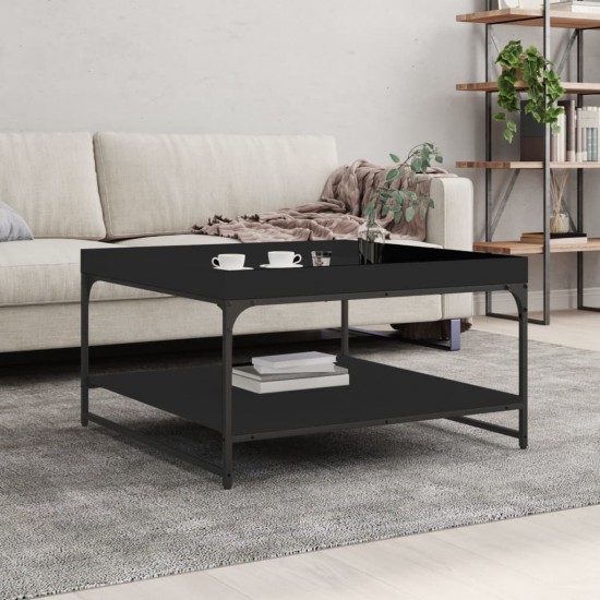 Kavos staliukas, juodas, 80x80x45cm, apdirbta mediena/geležis