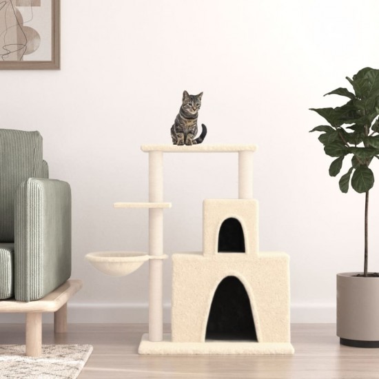 Draskyklė katėms su stovais iš sizalio, kreminės spalvos, 83cm
