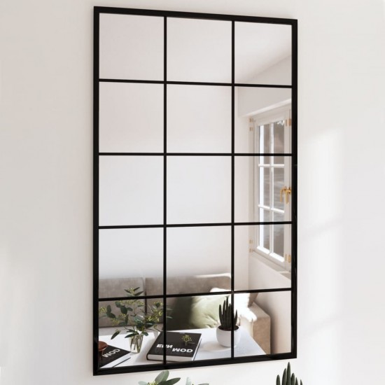 Sieniniai veidrodžiai, 2vnt., juodos spalvos, 100x60cm, metalas