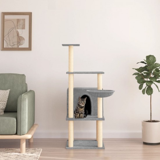 Draskyklė katėms su stovais iš sizalio, šviesiai pilka, 132cm