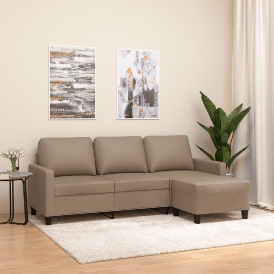 Trivietė sofa su pakoja, kapučino spalvos, 180cm, dirbtinė oda