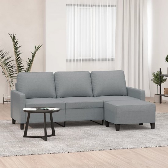 Trivietė sofa su pakoja, šviesiai pilka, 180cm, audinys