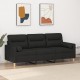 Trivietė sofa su pagalvėlėmis, juodos spalvos, 180cm, audinys