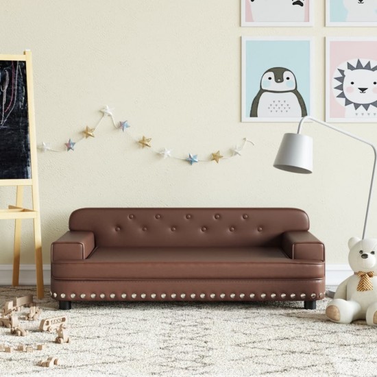 Vaikiška sofa, rudos spalvos, 90x53x30cm, dirbtinė oda