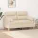 Dvivietė sofa su pagalvėlėmis, kreminės spalvos, 120cm, audinys