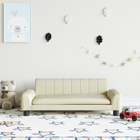 Vaikiška sofa, kreminės spalvos, 90x53x30cm, dirbtinė oda