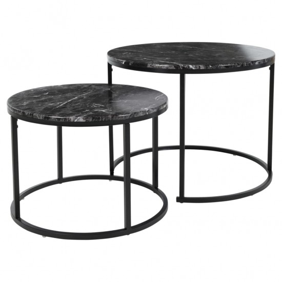 H&S Collection Šoninių staliukų rinkinys, 2 dalių, juodos spalvos